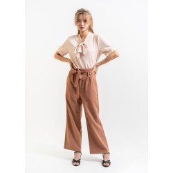 Bow Tie Pleated Waist Culottes